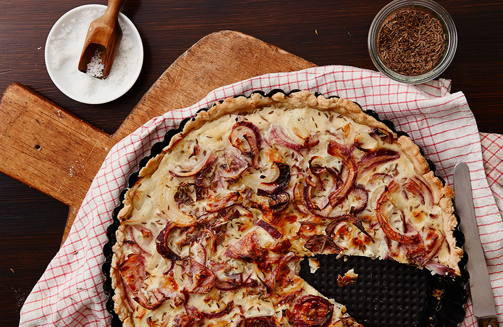 Zwiebelkuchen-mit Champignons vegan